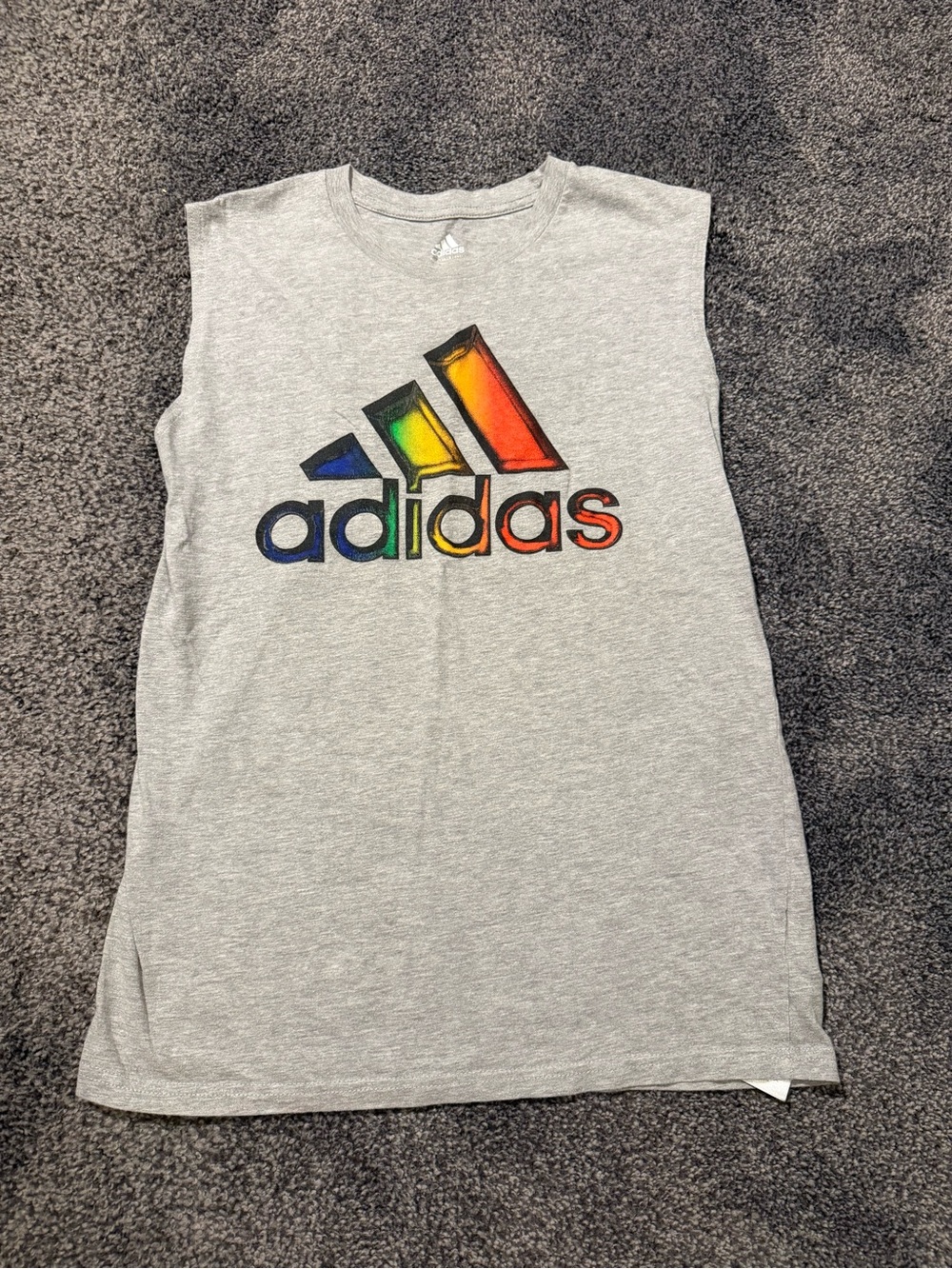 adidas Gray Tank Top with Rainbow Logo A-61